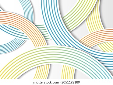 Abstrakte Kreise Farbverlauf-Linien überlappen Schicht auf weißem Hintergrund. Vektorgrafik