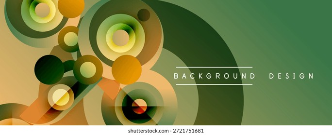 Abstract circles, gradients create modern background. Green, orange hues dominate composition. Simple text reads background design.