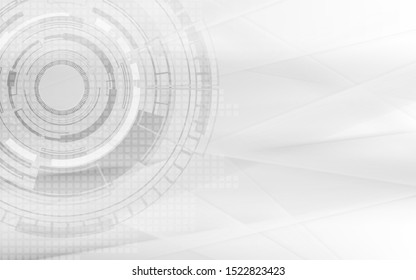 Abstract circles gray and white geometric structure elements various technology background, Digital communication various network system computer design.