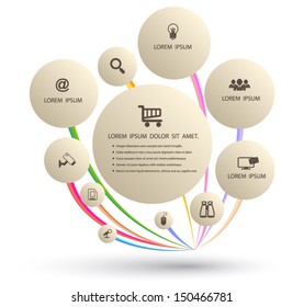 Abstract circles with icons, vector , can use for business concept, brochure object,advertising element.