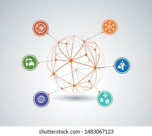 Abstract circles illustration - infographic network template with place for your content - Vector image