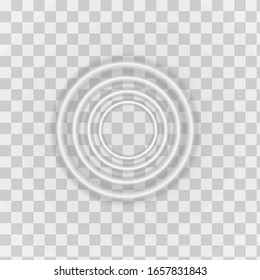Abstract circles isolated on white background, material design.Ripple effect top view. 