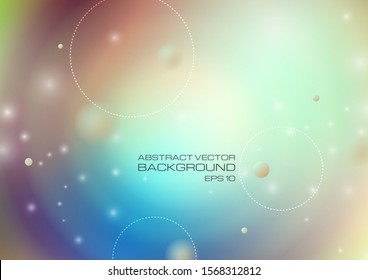 Abstract circles with lighting on blurred colors background. Vector Eps10