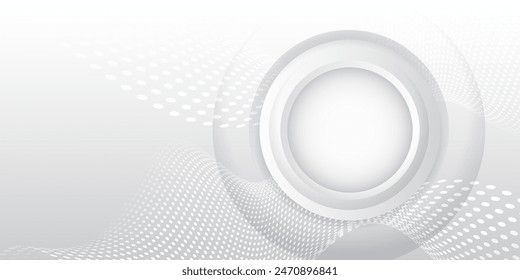Abstract circles and lines futuristic concept. Data transfer and protection, internet communication on a grey background. High computer technology design. Modern science vector presentation.