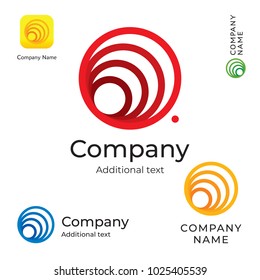 Abstract Circles from Lines Logo. Modern Simple and Clean Identity Brand and App Icon Commercial Symbol. Concept Set Template Vector