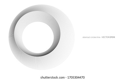 abstract circles lines pattern round frame isolated on white background. Vector illustration in concept digital, technology, modern, science.