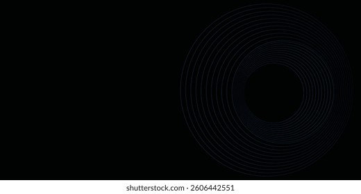 abstract circles lines pattern round frame colorful blue green light isolated on black background. Vector illustration in concept digital, technology, modern, science.