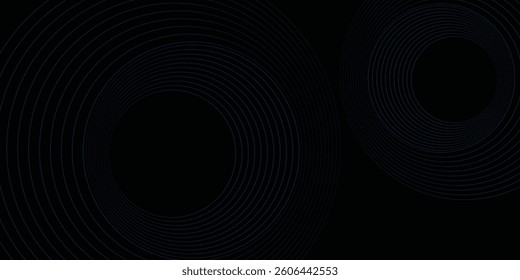 abstract circles lines pattern round frame colorful blue green light isolated on black background. Vector illustration in concept digital, technology, modern, science.