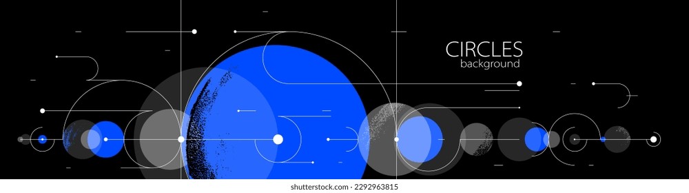 Anillos abstractos y fondo vectorial de líneas, plano de tecnología de dibujo de composición geométrica, esquema digital circular de bucle.