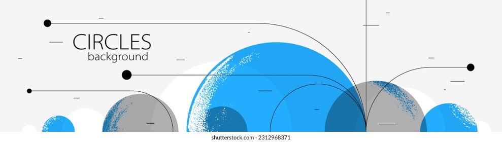 Abstract circles and lines vector background, geometric composition drawing technology plan, loop circular digital scheme.