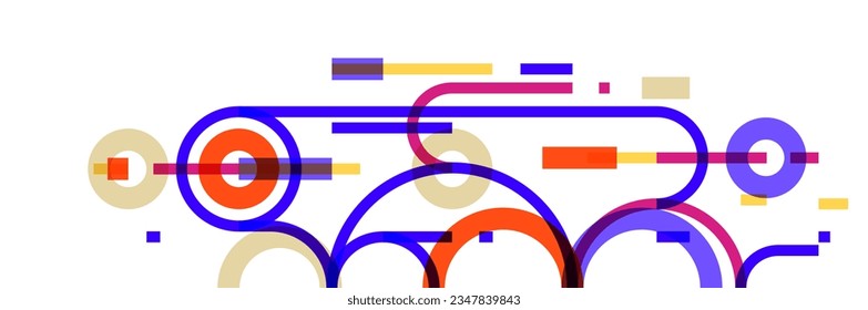 Abstract circles and lines vector background, geometric composition drawing technology plan, loop circular digital scheme.