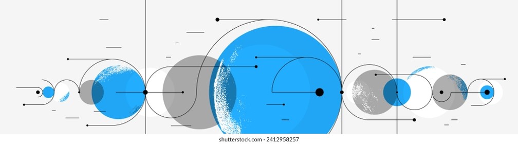 Abstrakte Kreise und Linien, Vektorhintergrund, Plan für die geometrische Komposition, Kreislauf-Digital-Schema.