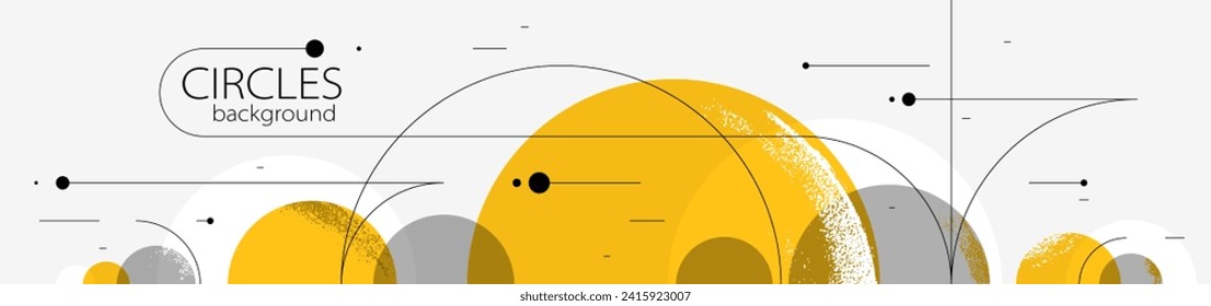 Abstract circles and lines vector background, geometric composition drawing technology plan, loop circular digital scheme.