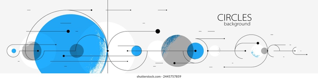 Abstract circles and lines vector background, geometric composition drawing technology plan, loop circular digital scheme.