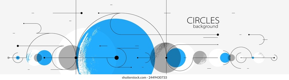 Abstract circles and lines vector background, geometric composition drawing technology plan, loop circular digital scheme.
