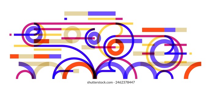Abstract circles and lines vector background, geometric composition drawing technology plan, loop circular digital scheme.