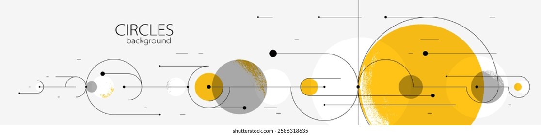 Abstract circles and lines vector background, geometric composition drawing technology plan, loop circular digital scheme.