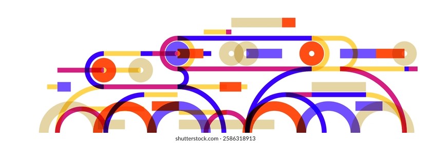 Abstract circles and lines vector background, geometric composition drawing technology plan, loop circular digital scheme.