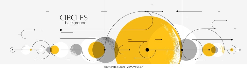 Abstract circles and lines vector background, geometric composition drawing technology plan, loop circular digital scheme.