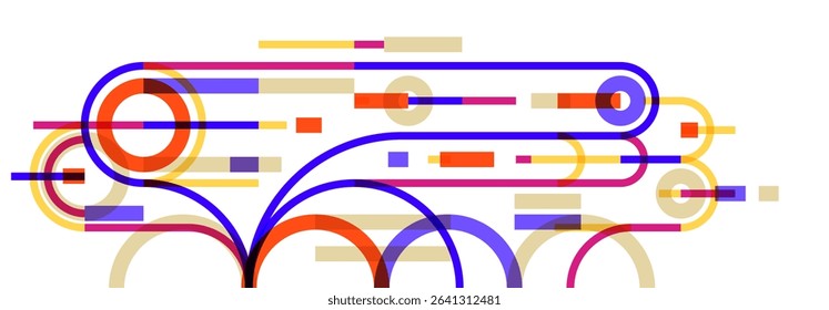 Abstract circles and lines vector background, geometric composition drawing technology plan, loop circular digital scheme.