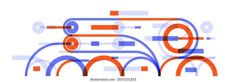 Abstract circles and lines vector background, geometric composition drawing technology plan, loop circular digital scheme.
