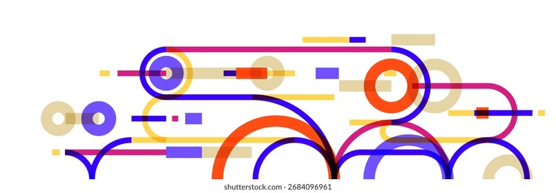 Abstract circles and lines vector background, geometric composition drawing technology plan, loop circular digital scheme.
