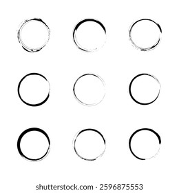 Abstract circles made of grunge brush strokes