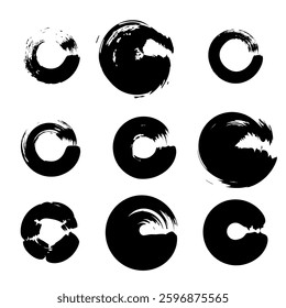 Abstract circles made of grunge brush strokes