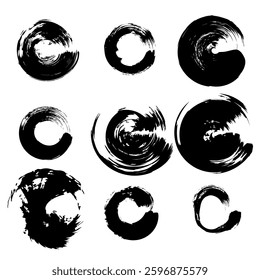 Abstract circles made of grunge brush strokes