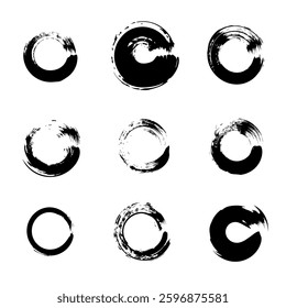 Abstract circles made of grunge brush strokes