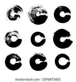 Abstract circles made of grunge brush strokes