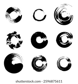 Abstract circles made of grunge brush strokes