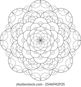 Abstract circles mandala art. For adults to release stress, meditation. Printable, colouring book page, laser cut. Vector illustration.