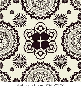 Abstract circles with middle medallion vector background. Oriental mandala seamless pattern.