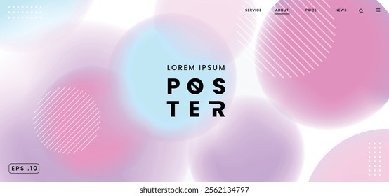 Abstract Circles Neon Gradient Pastel Background with Blurred Effect.Poster background vector illustration