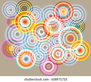 Abstract circles on a beige background, vector illustration