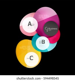 Abstract circles on black. Glass elements banner