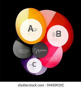 Abstract circles on black. Glass elements banner