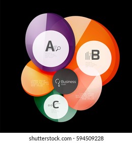 Abstract circles on black. Glass elements banner
