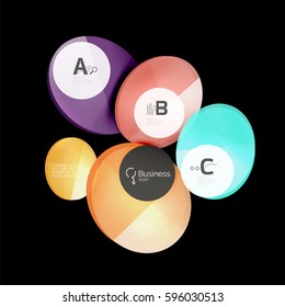 Abstract circles on black. Glass elements banner