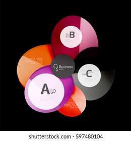 Abstract circles on black. Glass elements banner