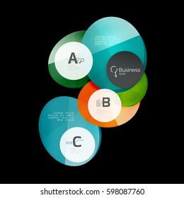 Abstract circles on black. Glass elements banner