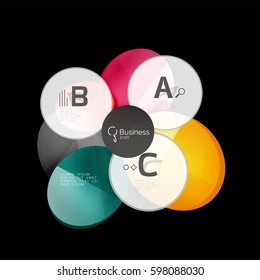 Abstract circles on black. Glass elements banner