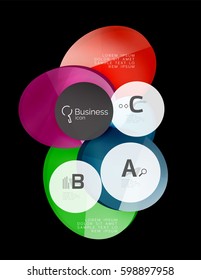 Abstract circles on black. Glass elements banner