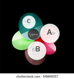 Abstract circles on black. Glass elements banner
