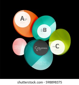 Abstract circles on black. Glass elements banner