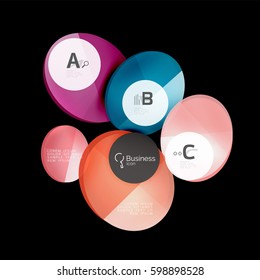 Abstract circles on black. Glass elements banner