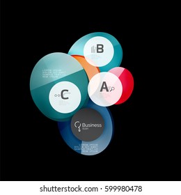Abstract circles on black. Glass elements banner