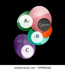 Abstract circles on black. Glass elements banner