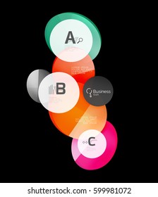 Abstract circles on black. Glass elements banner